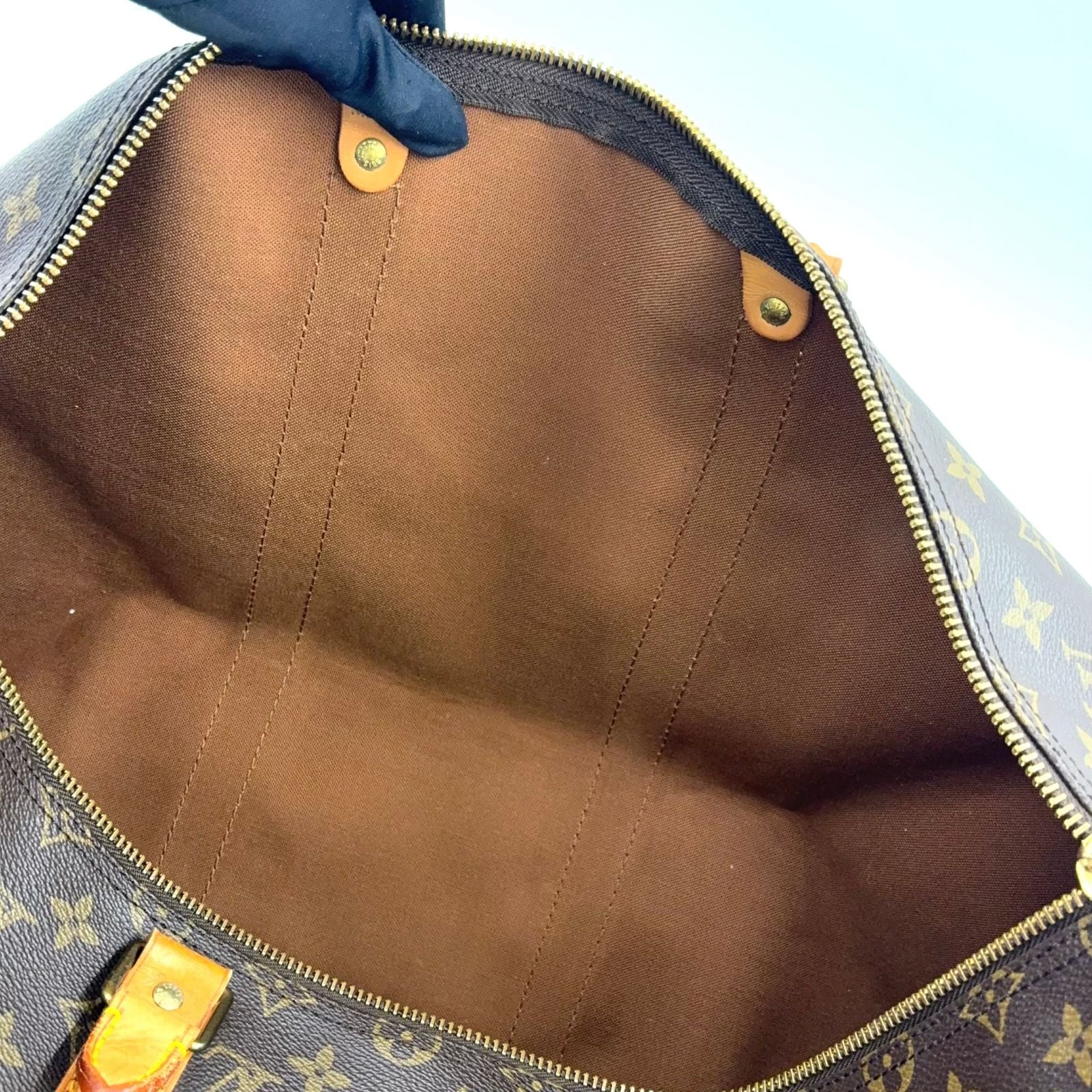 Louis Vuitton Keepall Bandouliere 50 Monogram Leather Brown Boston Bag Gold — view 6