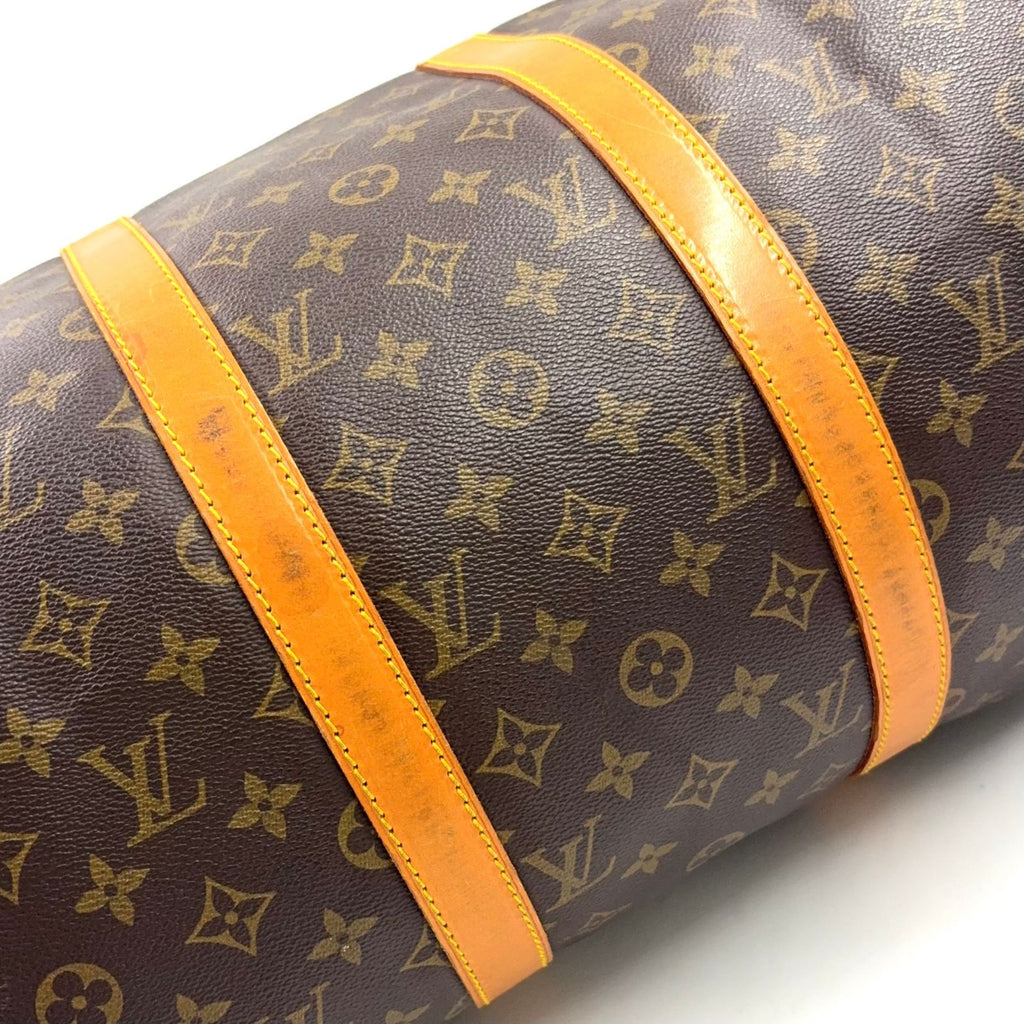 Louis Vuitton Keepall Bandouliere 50 Monogram Leather Brown Boston Bag Gold — view 9