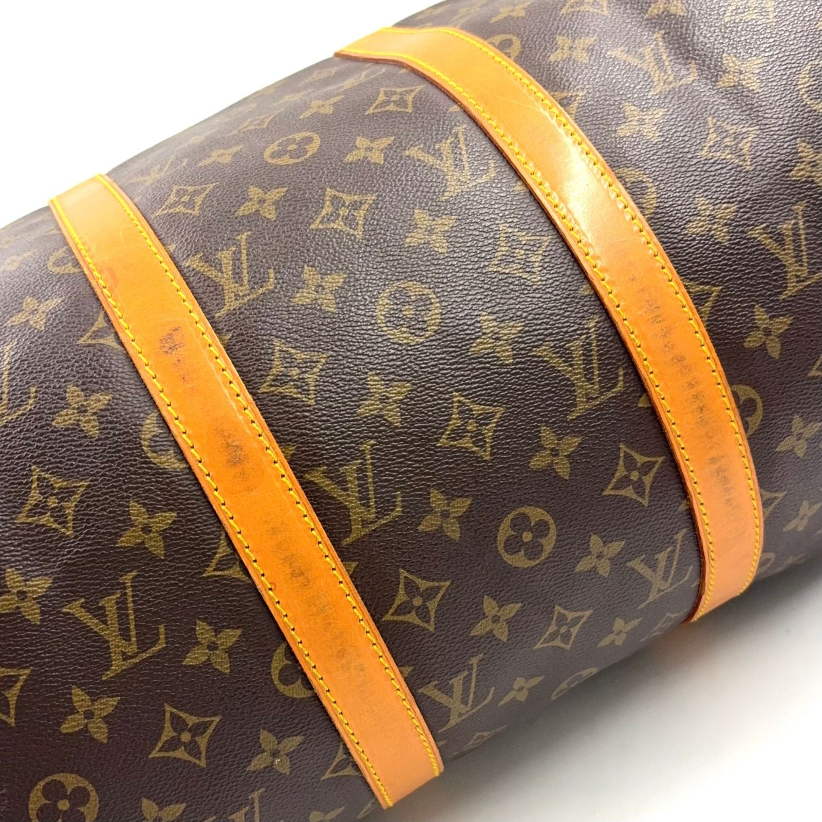 Louis Vuitton Keepall Bandouliere 50 Monogram Leather Brown Boston Bag Gold — view 9