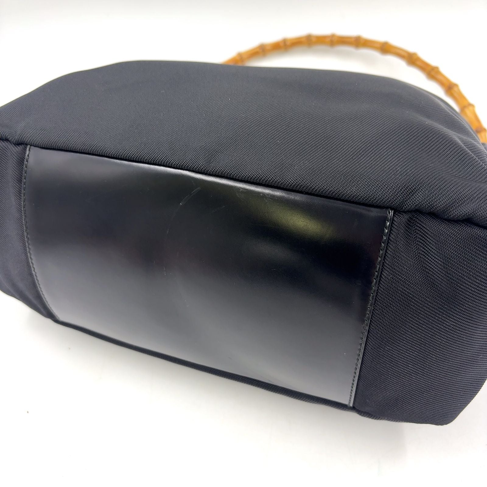 Gucci Bamboo Leather Canvas Black Handbag Silver — view 7