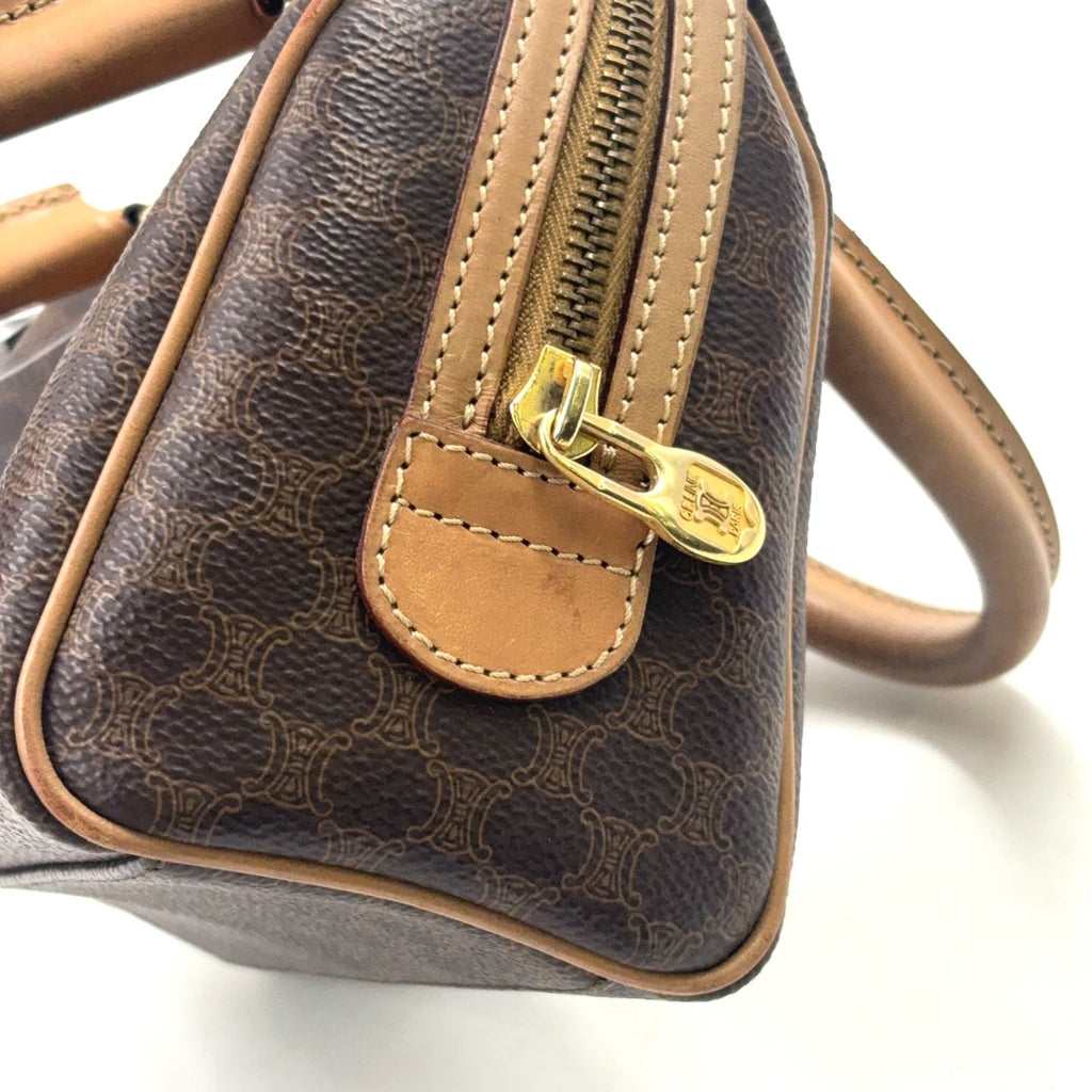 Celine Macadam Pattern Mini Boston Leather Brown Handbag Gold — view 9