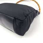 Gucci Bamboo Leather Canvas Black Handbag Silver — view 6