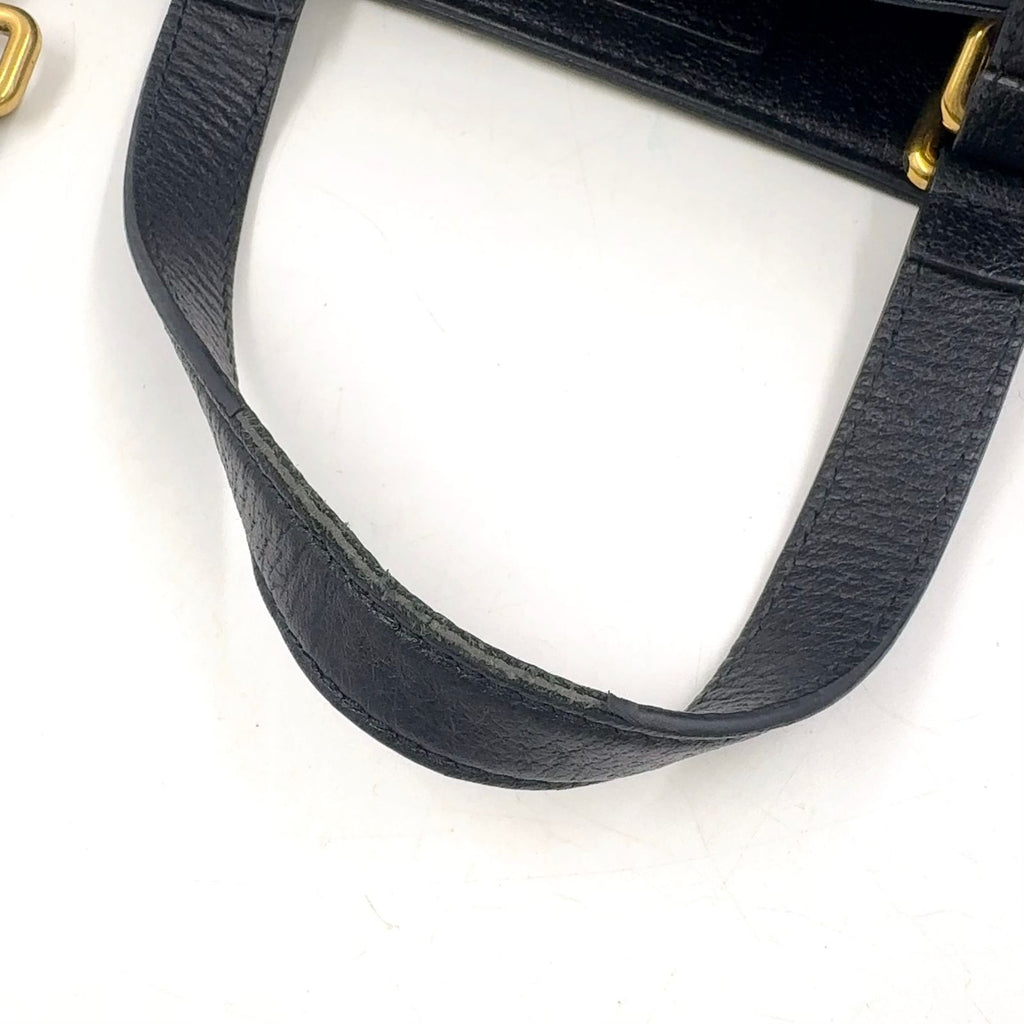 Gucci 2-Way Shoulder Bag Leather Black Tote Gold — view 7