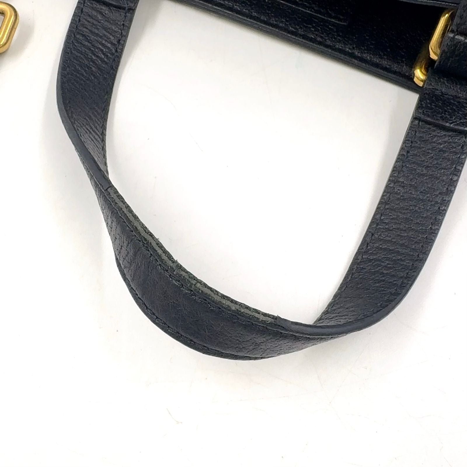 Gucci 2-Way Shoulder Bag Leather Black Tote Gold — view 7