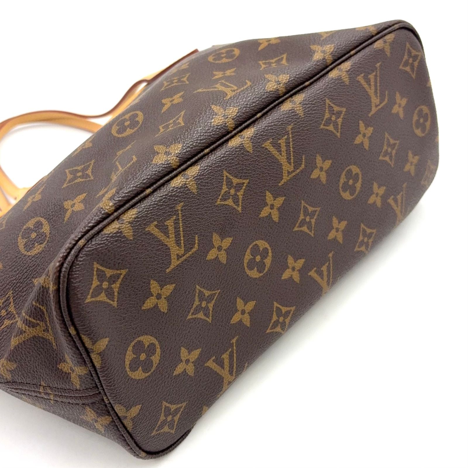 Louis Vuitton Neverfull PM Monogram Leather Brown Beige Tote Gold — view 6