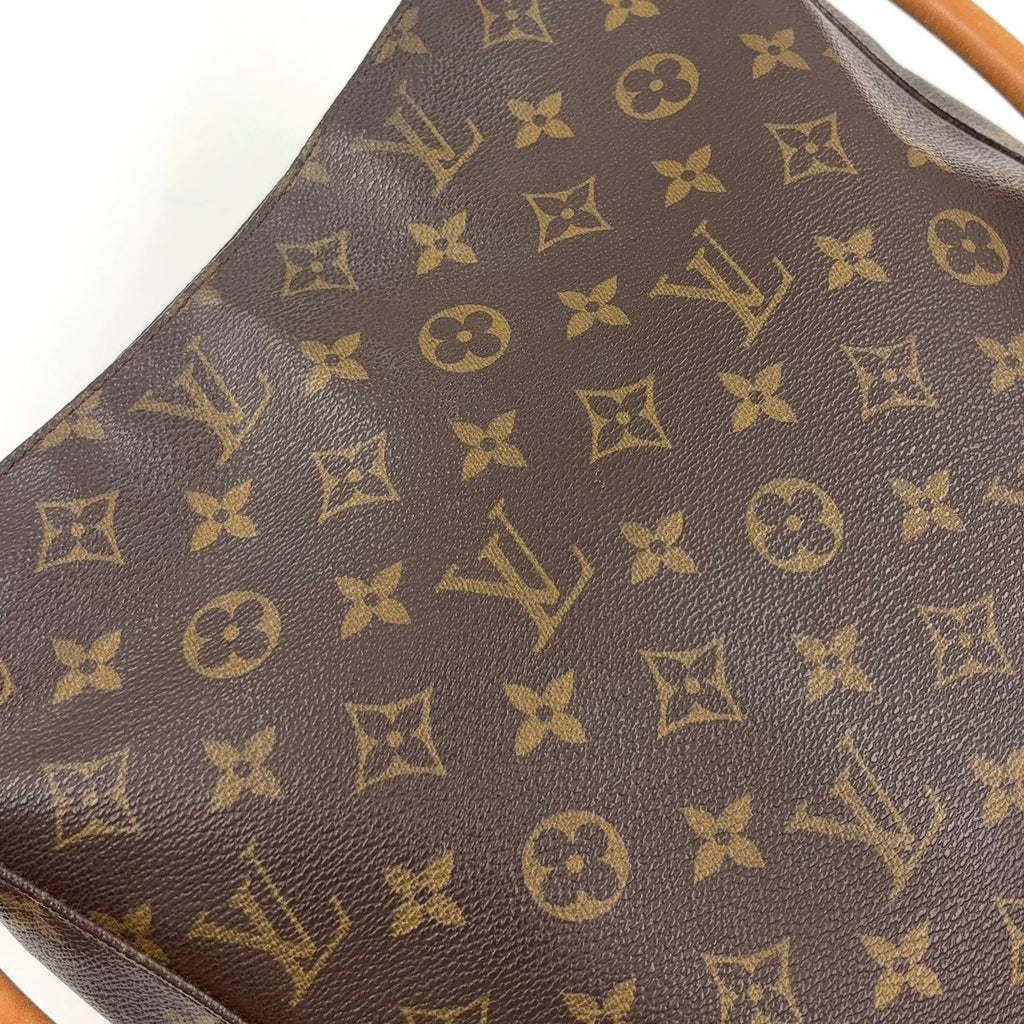 Louis Vuitton Looping GM Monogram Leather Brown Shoulder Bag Gold — view 7