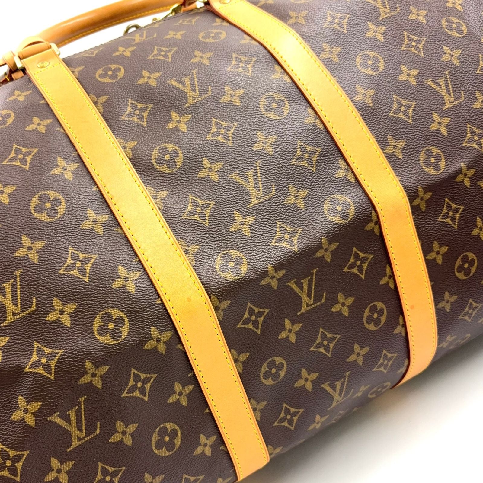Louis Vuitton Keepall 60 Monogram Leather Brown Boston Bag Gold — view 8