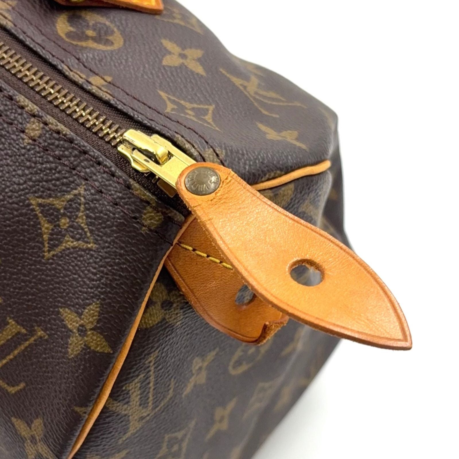 Louis Vuitton Speedy 30 Monogram Leather Brown Handbag Gold — view 8