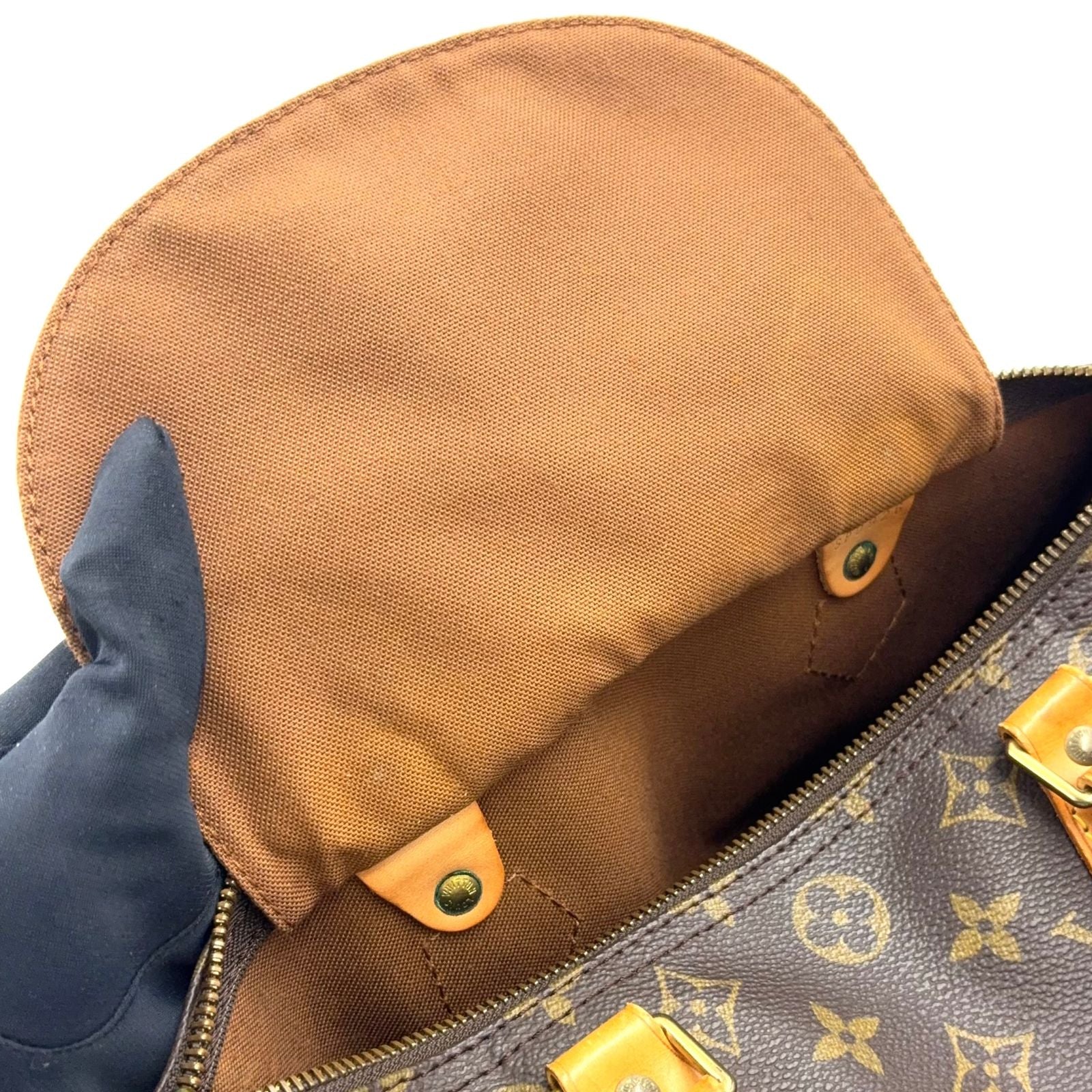Louis Vuitton Speedy 30 Monogram Leather Brown Handbag Gold — view 6