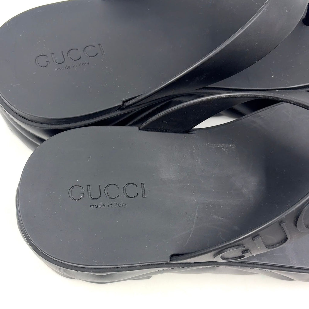 Gucci Thong Rubber Black Sandals — view 7