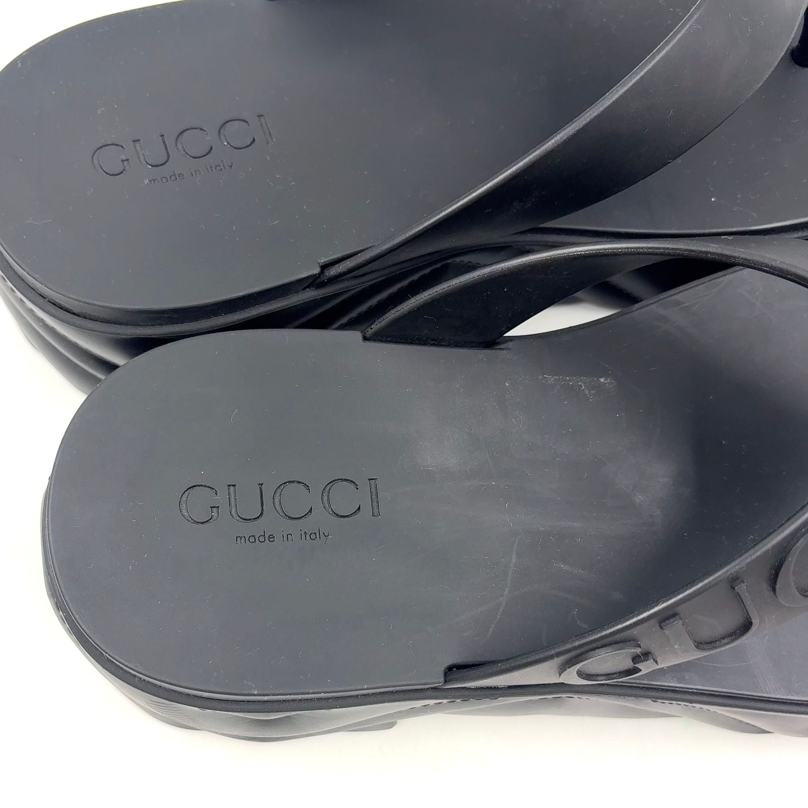 Gucci Thong Rubber Black Sandals — view 7