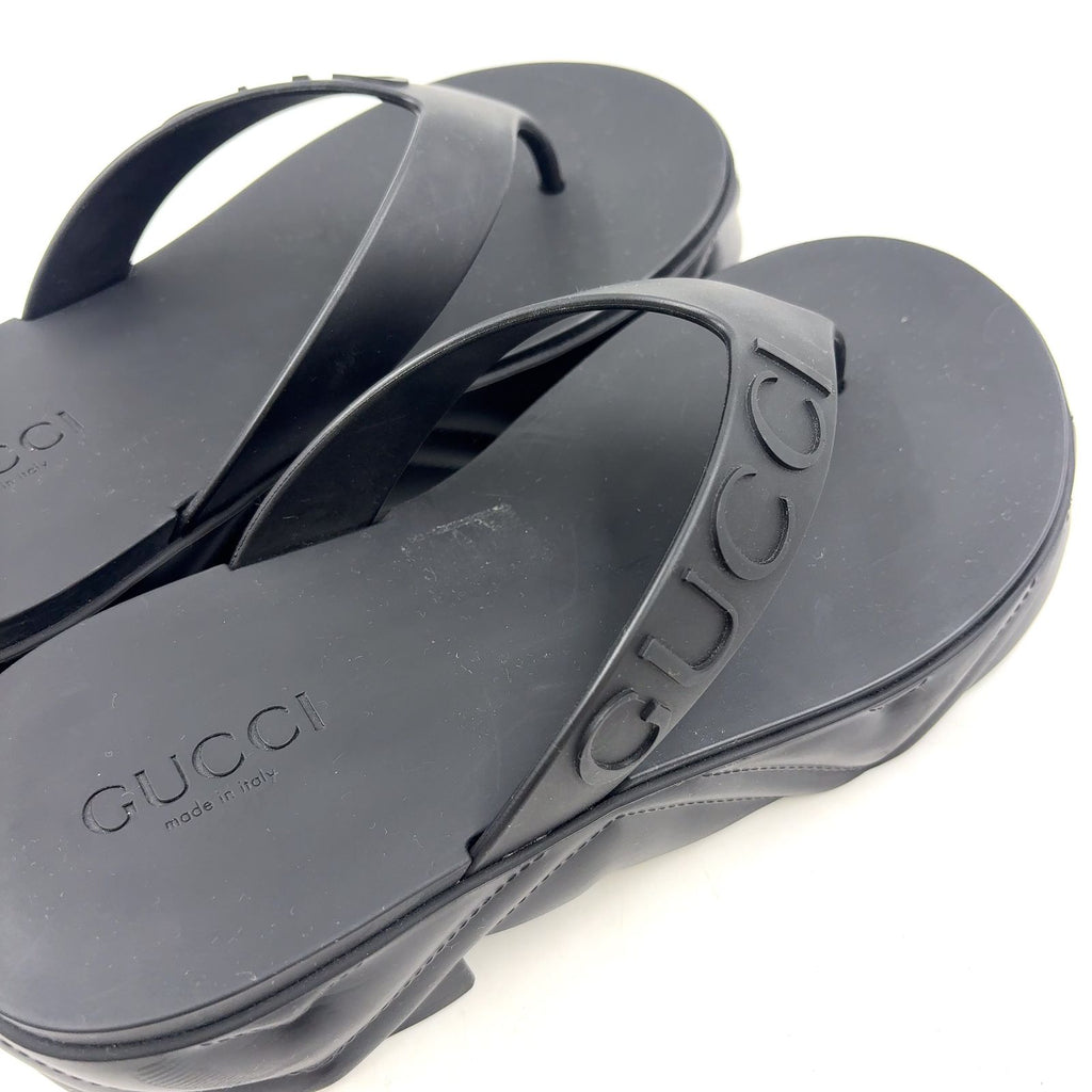 Gucci Thong Rubber Black Sandals — view 8