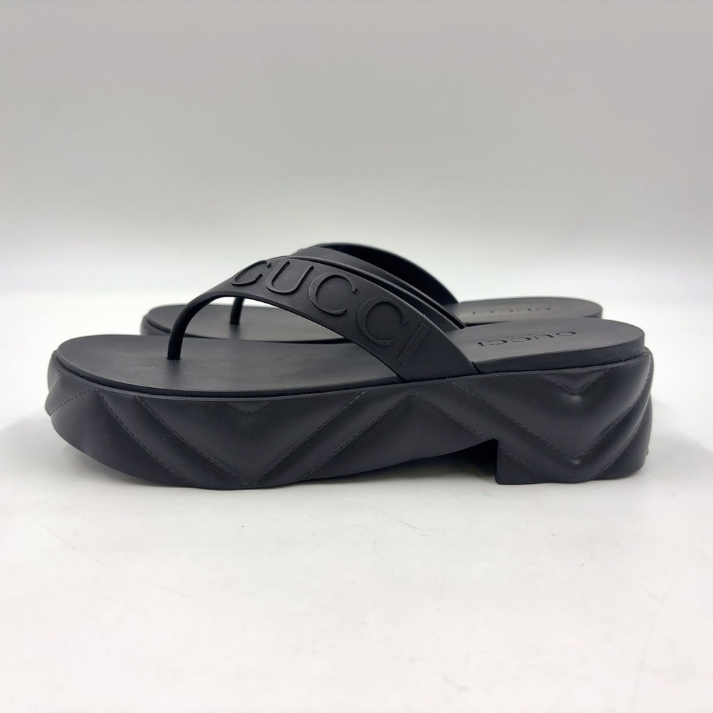 Gucci Thong Rubber Black Sandals — view 4