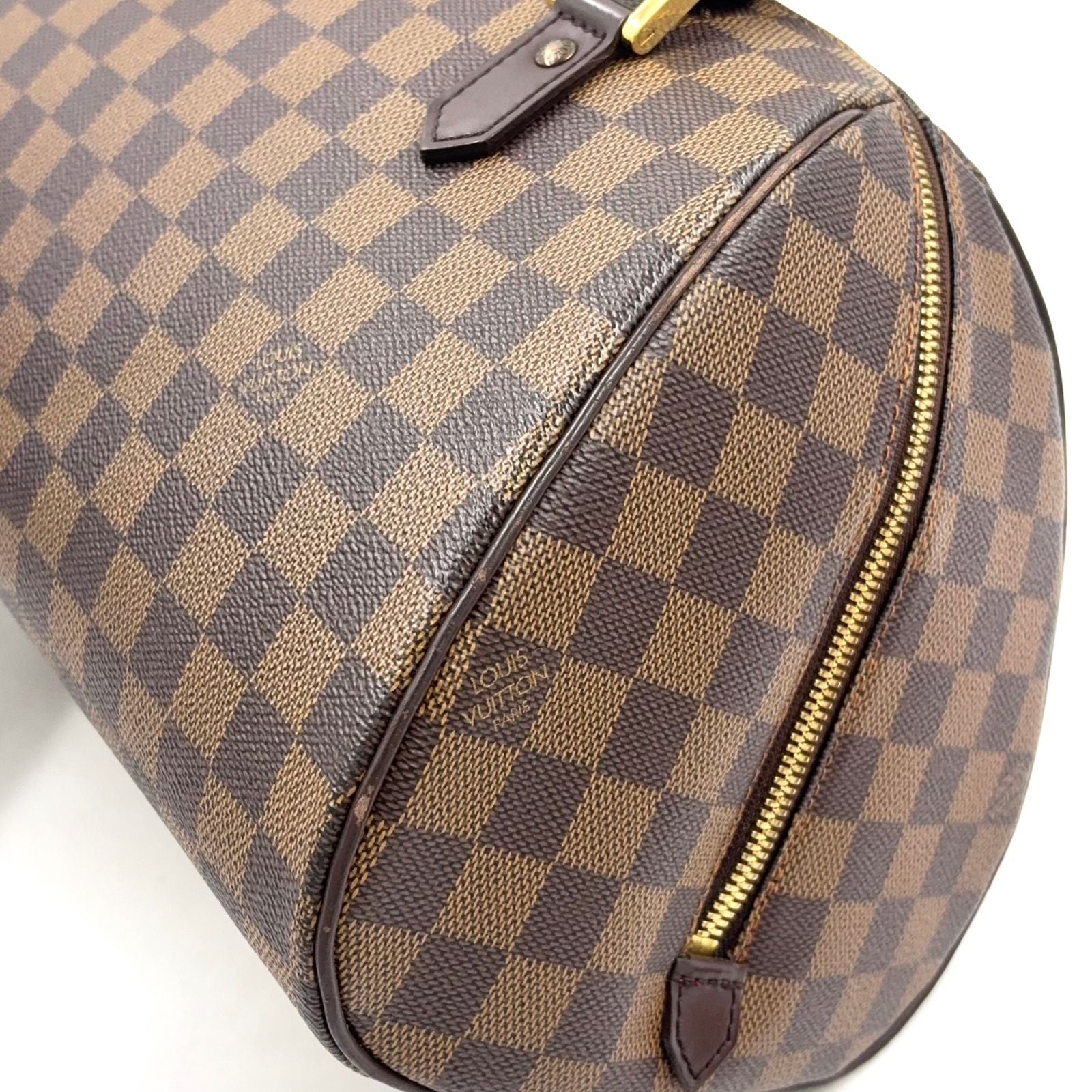 Louis Vuitton Riviera MM Damier Ebene Leather Brown Handbag Gold — view 9