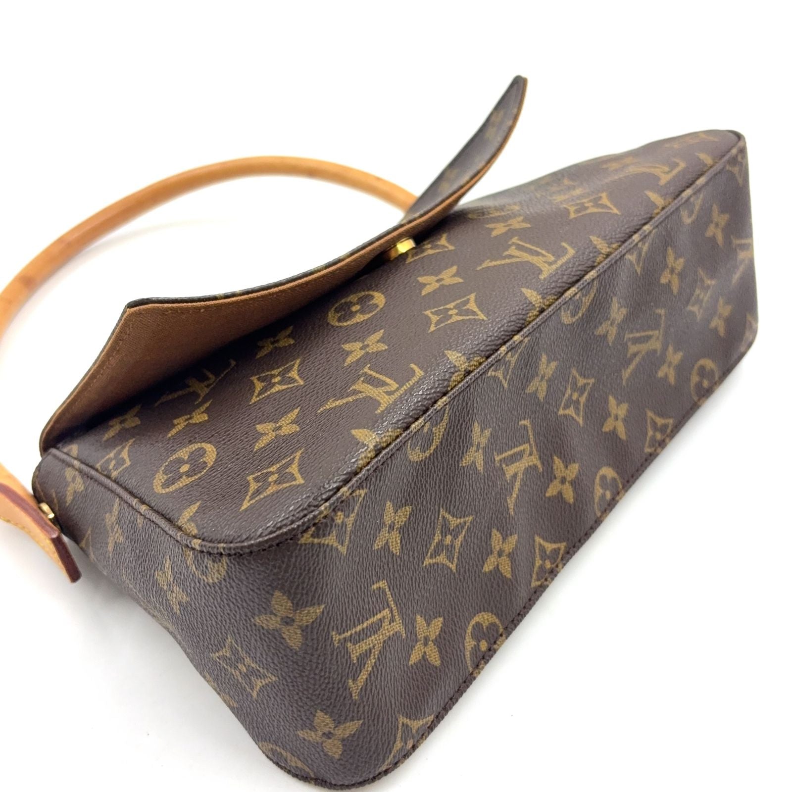 Louis Vuitton Mini Looping Monogram Shoulder Leather Brown Handbag Gold — view 9