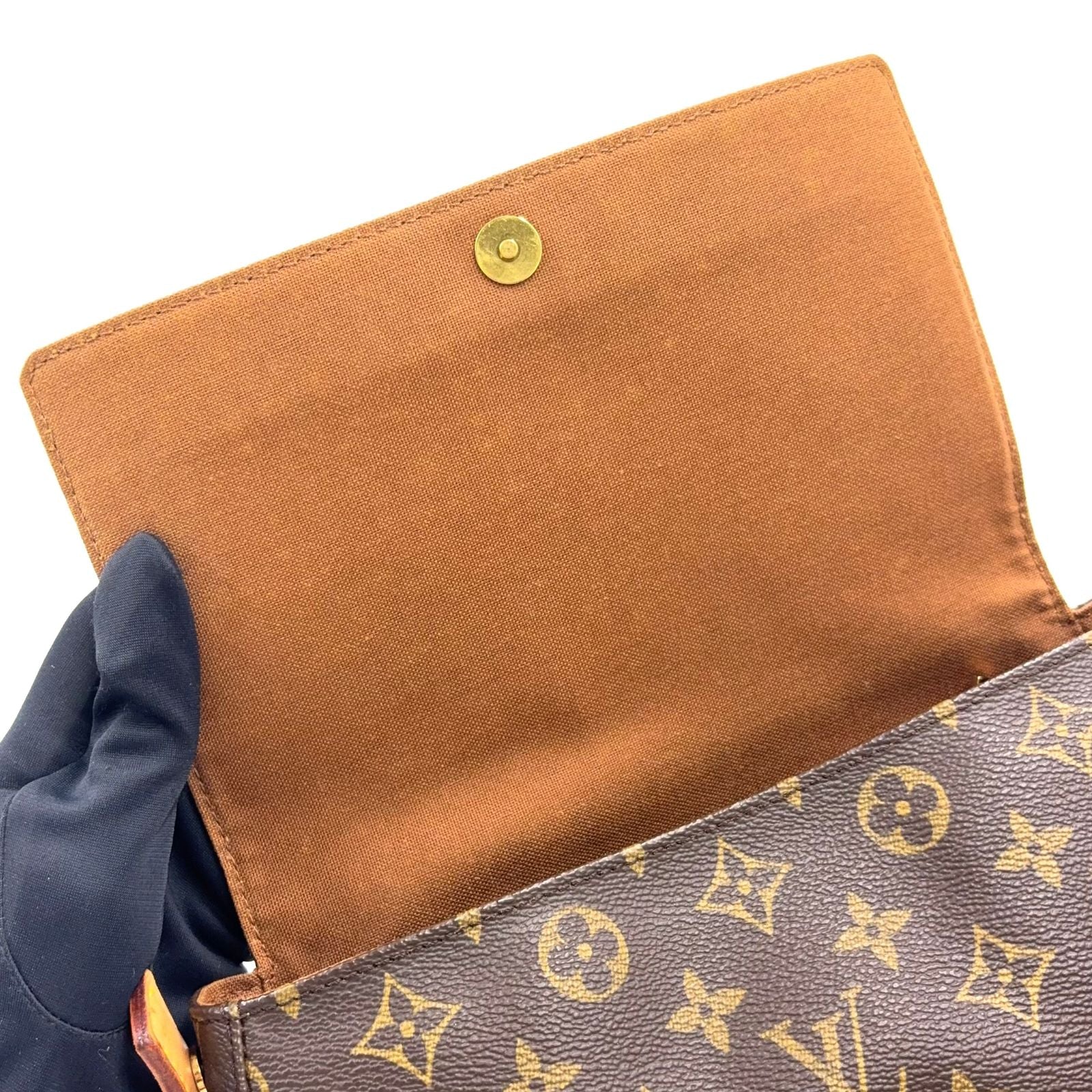Louis Vuitton Mini Looping Monogram Shoulder Leather Brown Handbag Gold — view 7