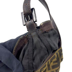 Fendi Zucca Pattern Leather Canvas Khaki Brown Handbag Silver — view 6