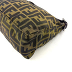 Fendi Zucca Pattern Leather Canvas Khaki Brown Handbag Silver — view 9