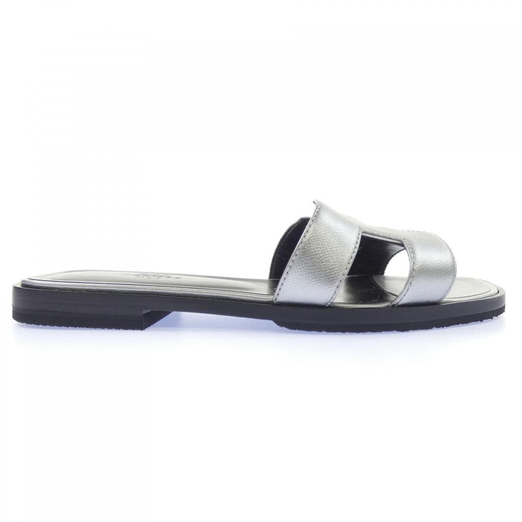 Hermes Oran Sandals Silver