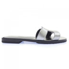 Hermes Oran Sandals Silver