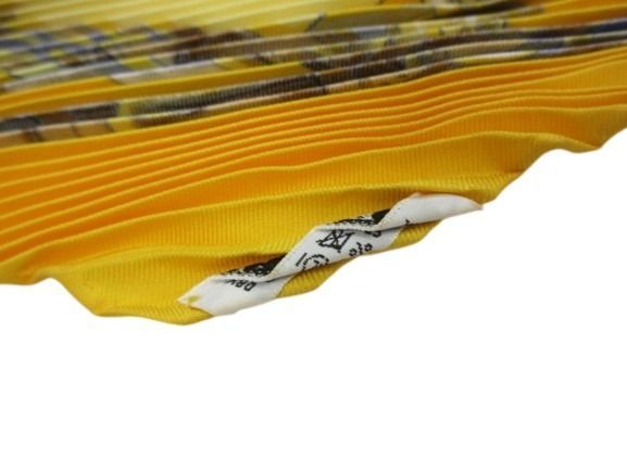 Hermes Carre 90 Pleated Scarf Festival Yellow Silk — view 2