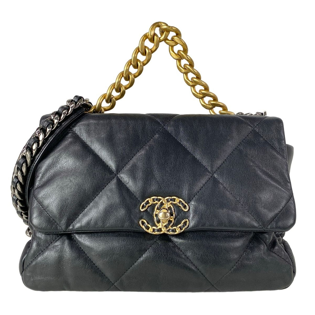 Chanel Shoulder Bag 19 Large Flap Black Chain 2-Way Lambskin