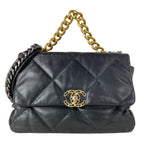 Chanel Shoulder Bag 19 Large Flap Black Chain 2-Way Lambskin
