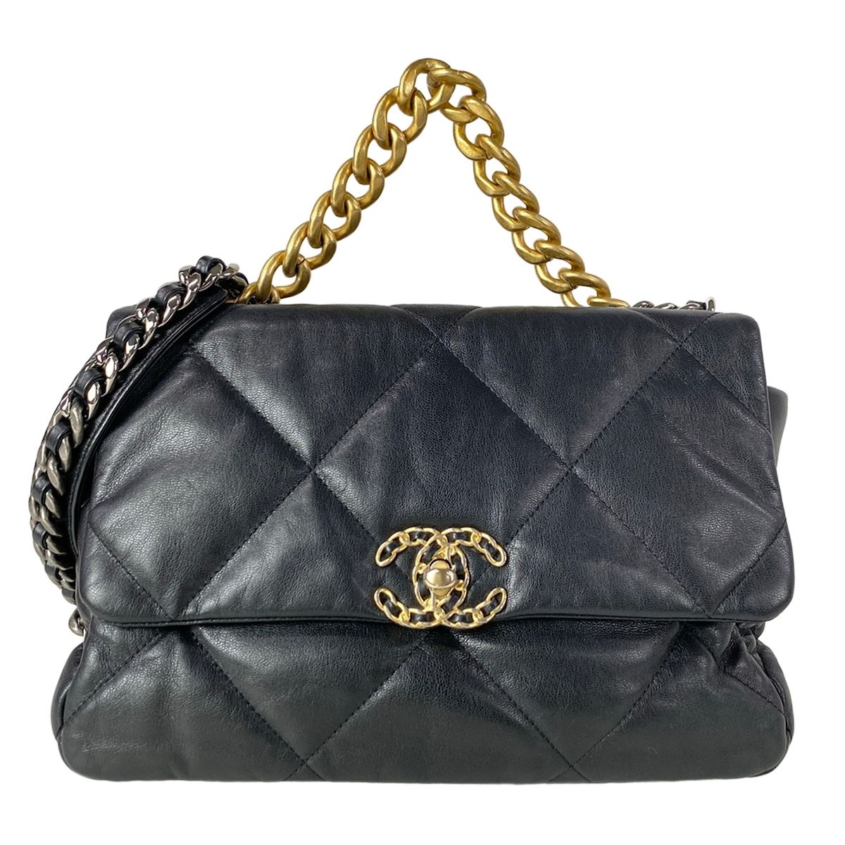 Chanel Shoulder Bag 19 Large Flap Black Chain 2-Way Lambskin