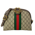 Gucci Shoulder Bag Ophidia Beige Dark Brown Dark Green Red Leather
