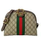 Gucci Shoulder Bag Ophidia Beige Dark Brown Dark Green Red Leather