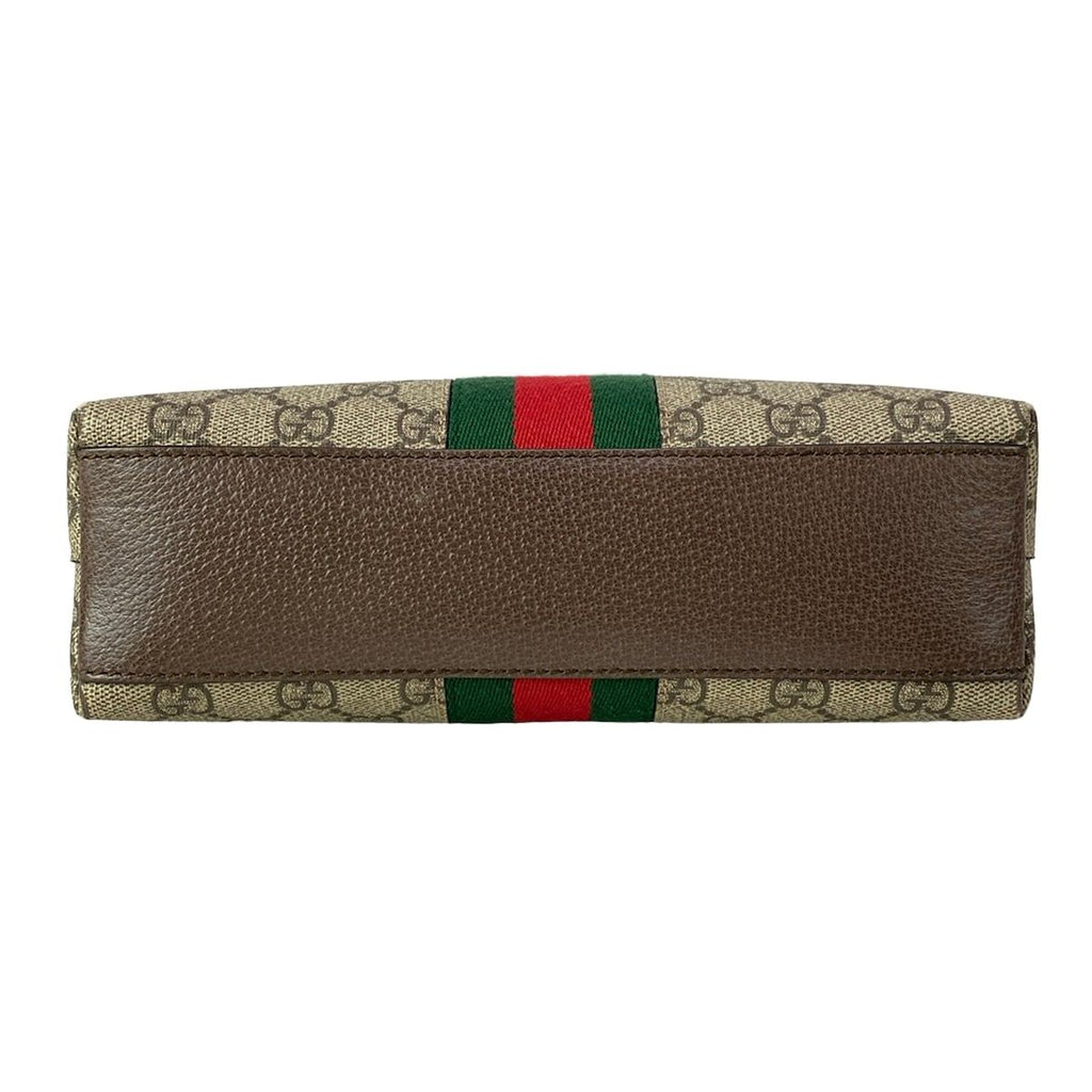 Gucci Shoulder Bag Ophidia Beige Dark Brown Dark Green Red Leather — view 5