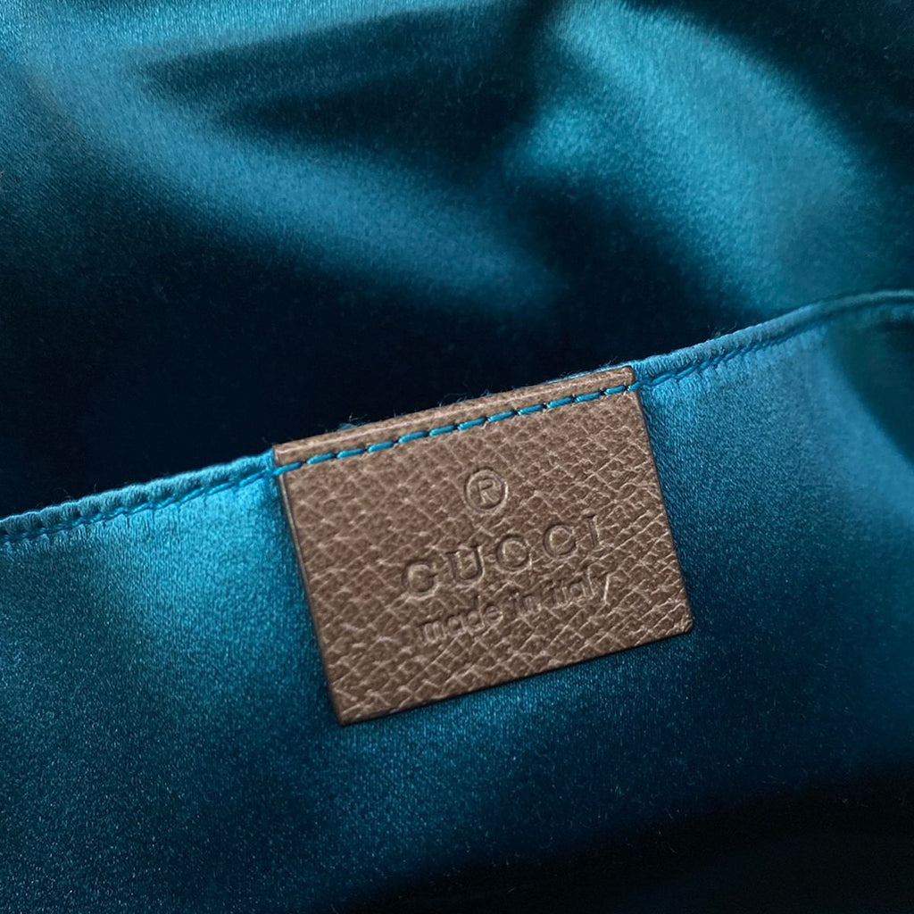 Gucci Shoulder Bag Ophidia Beige Dark Brown Dark Green Red Leather — view 9