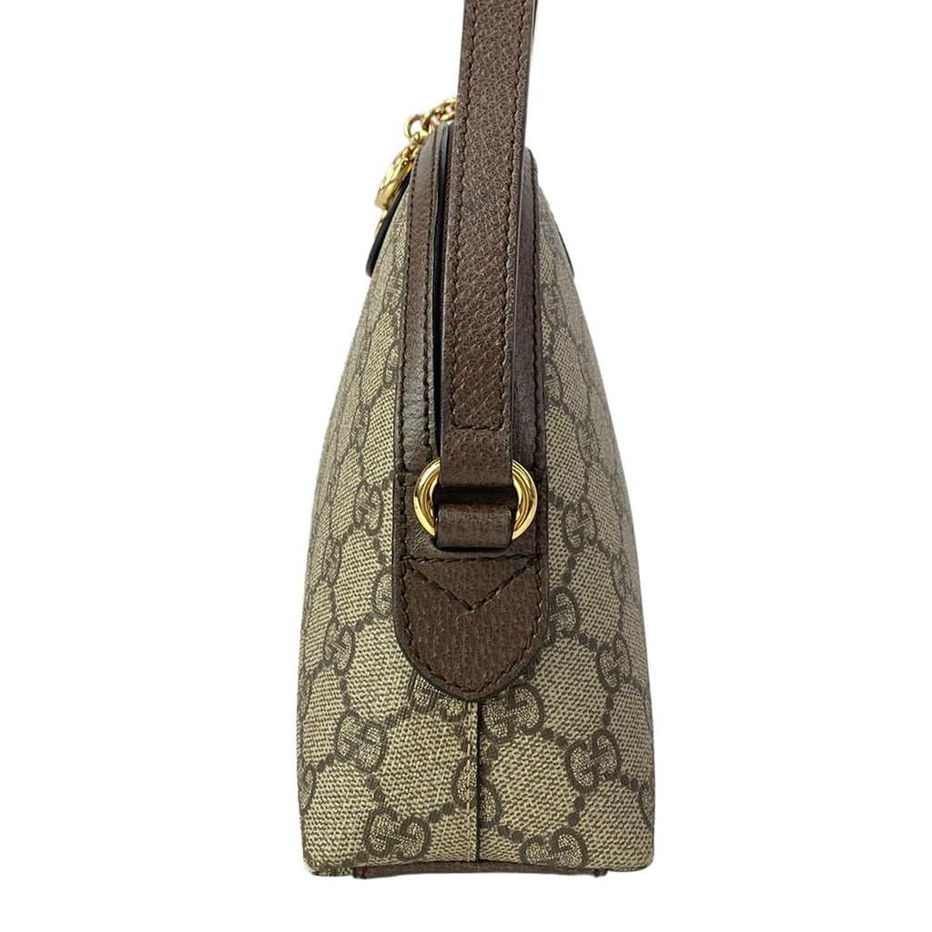 Gucci Shoulder Bag Ophidia Beige Dark Brown Dark Green Red Leather — view 4