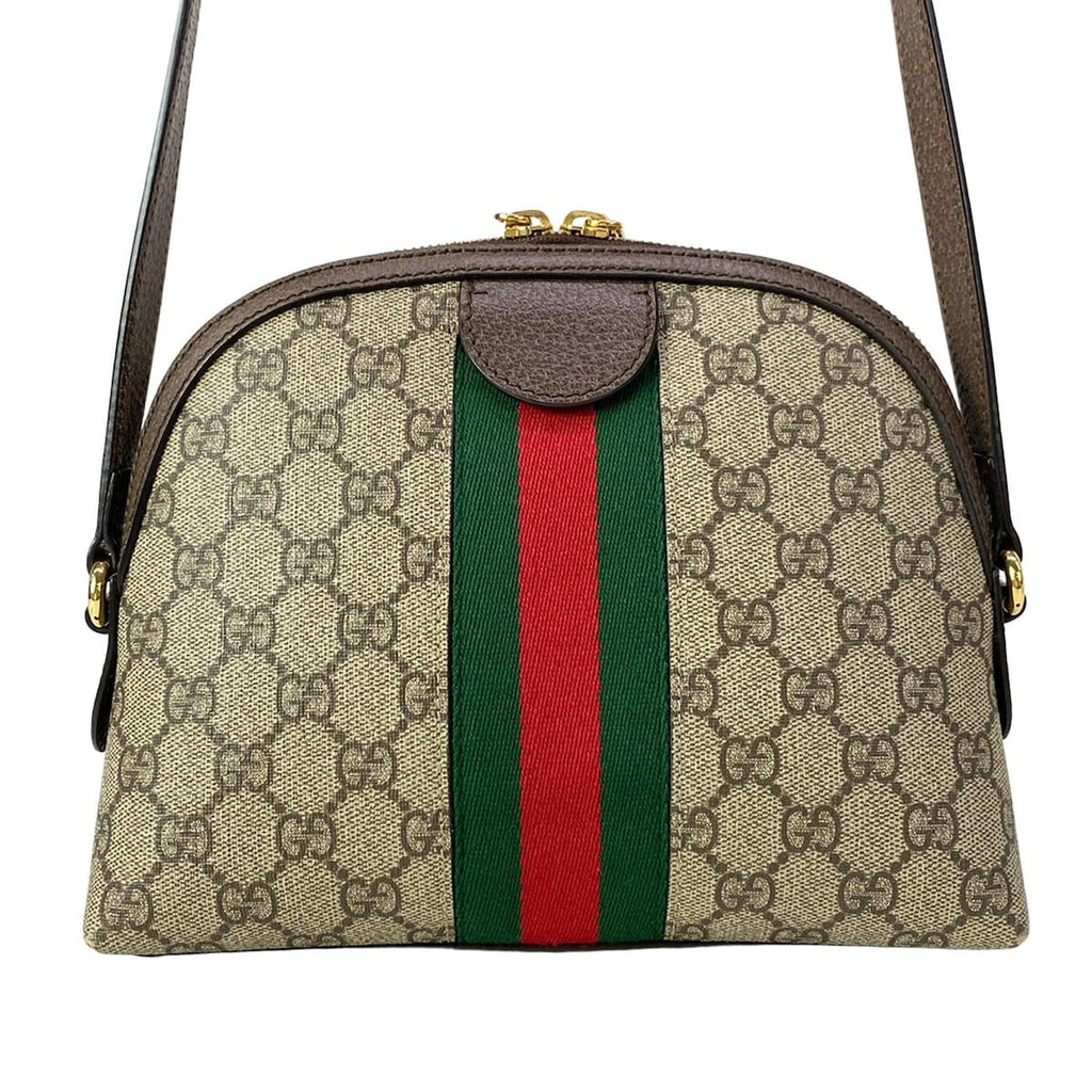 Gucci Shoulder Bag Ophidia Beige Dark Brown Dark Green Red Leather — view 3