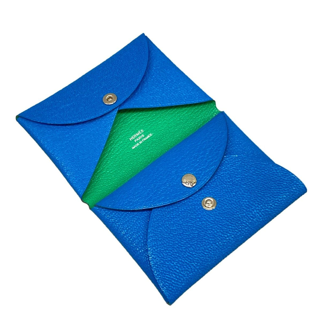 Hermes Coin Case Calvi Duo Verso Blue Zanzibar Mint Bicolor — view 3