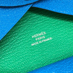 Hermes Coin Case Calvi Duo Verso Blue Zanzibar Mint Bicolor — view 5