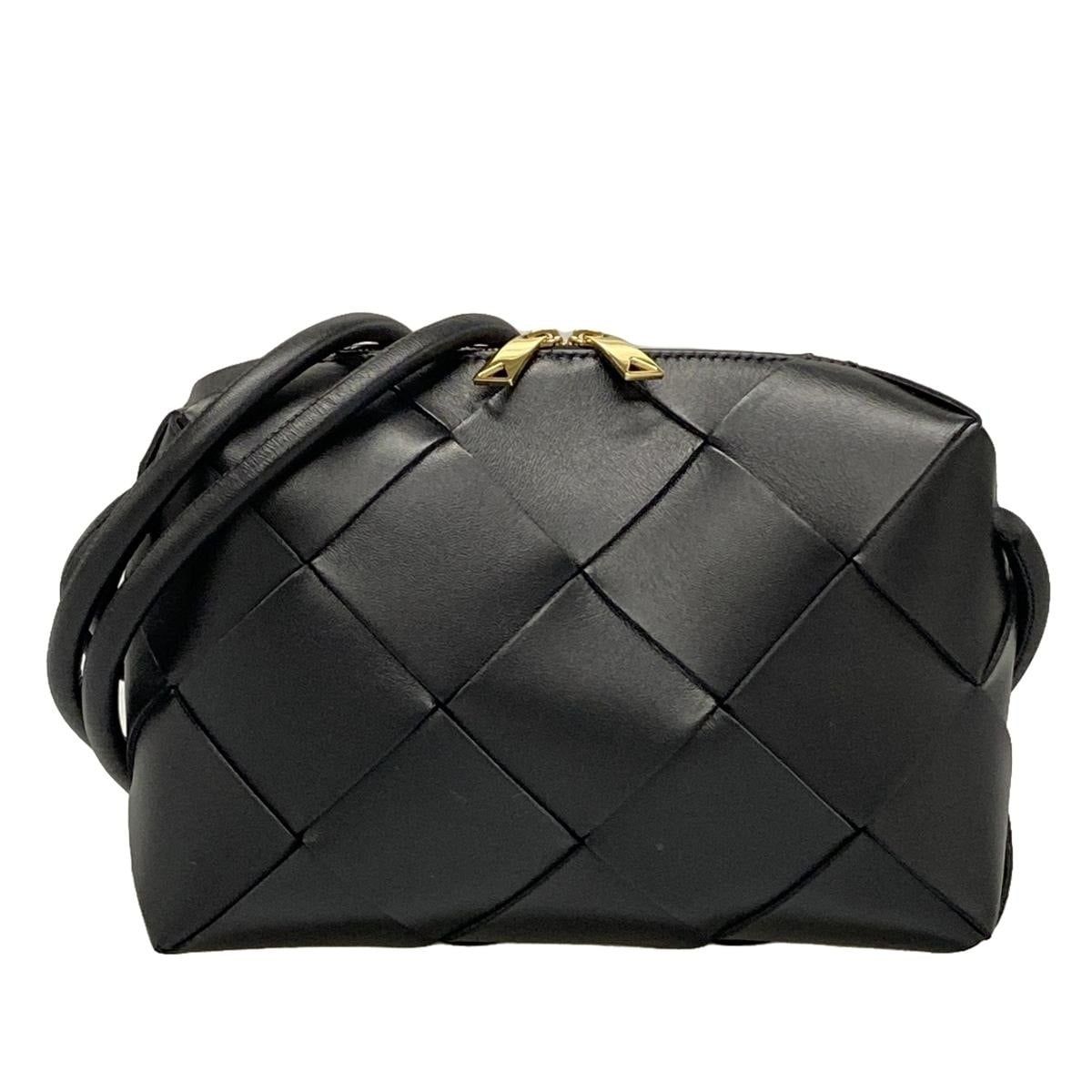 Bottega Veneta Shoulder Bag Small Cassette Black Lambskin