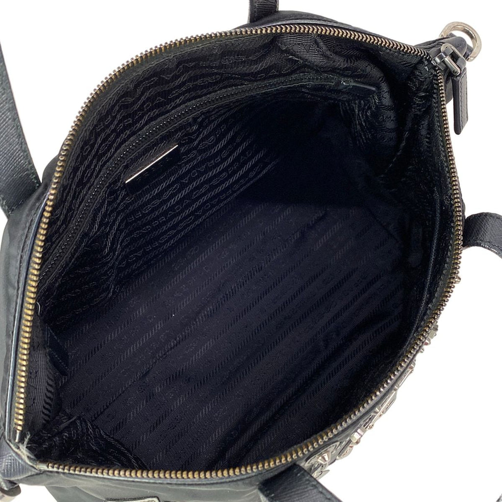 Prada Handbag Black Silver Studded Robot Leather — view 7