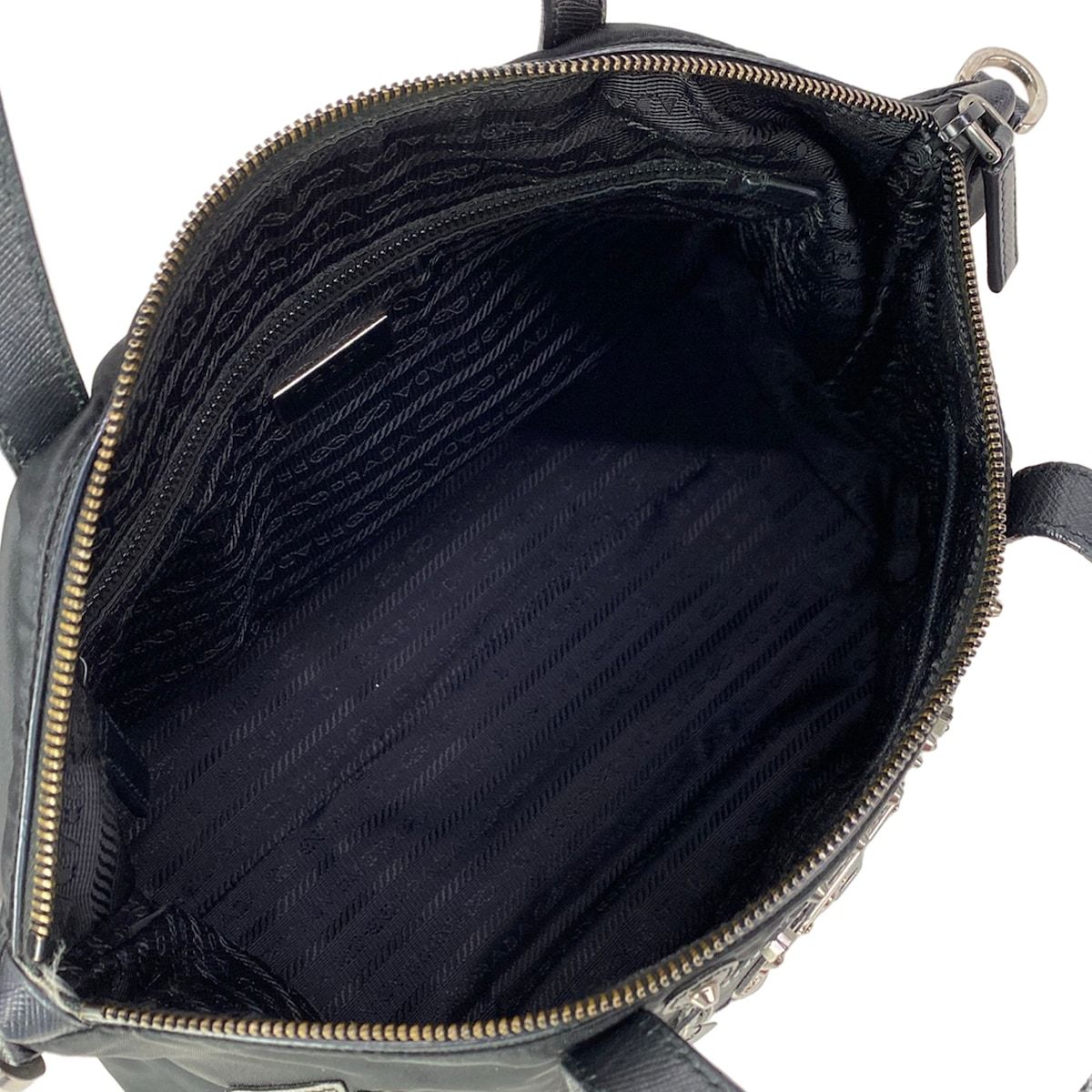 Prada Handbag Black Silver Studded Robot Leather — view 7