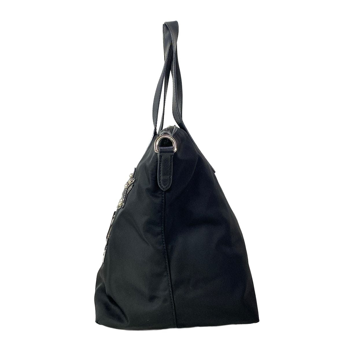 Prada Handbag Black Silver Studded Robot Leather — view 4