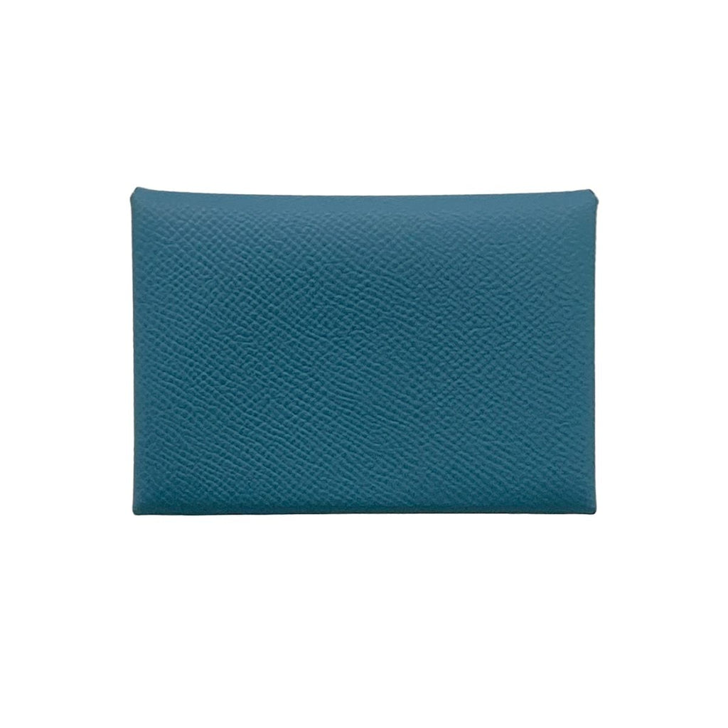 Hermes Card Case Calvi Duo Blue Jean