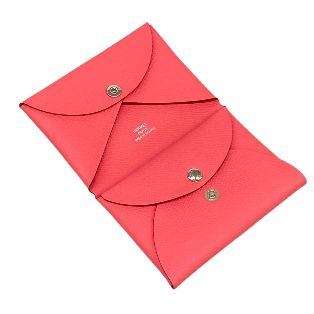 Hermes Card Case Calvi Duo Rose Azalea — view 3