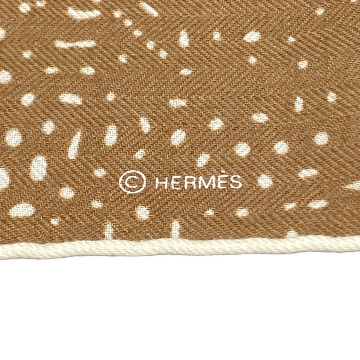 Hermes Shawl Carre Geant 140 Light Brown Ivory Cashmere Silk Scarf — view 2