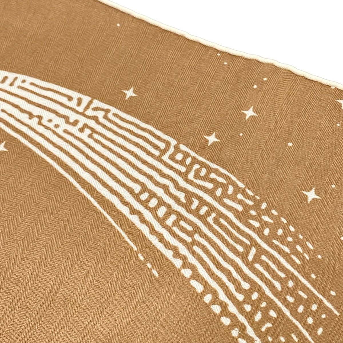 Hermes Shawl Carre Geant 140 Light Brown Ivory Cashmere Silk Scarf — view 4