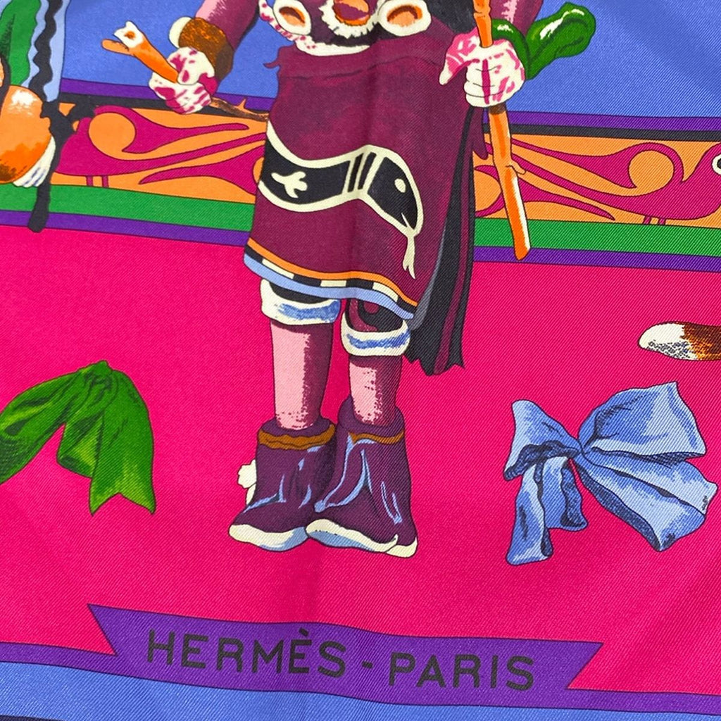 Hermes Scarf Pointie Navy Purple Multi Kachinas — view 5