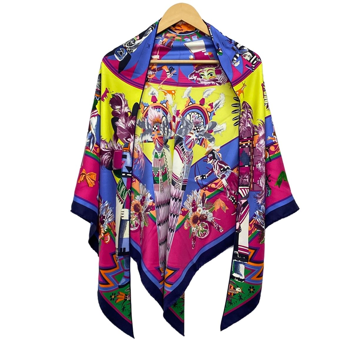 Hermes Scarf Pointie Navy Purple Multi Kachinas