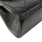 Chanel Handbag Trapezoid Bag Quilted Black Gold Flap Bag Chain Handle Lambskin — view 6