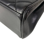 Chanel Handbag Trapezoid Bag Quilted Black Gold Flap Bag Chain Handle Lambskin — view 7