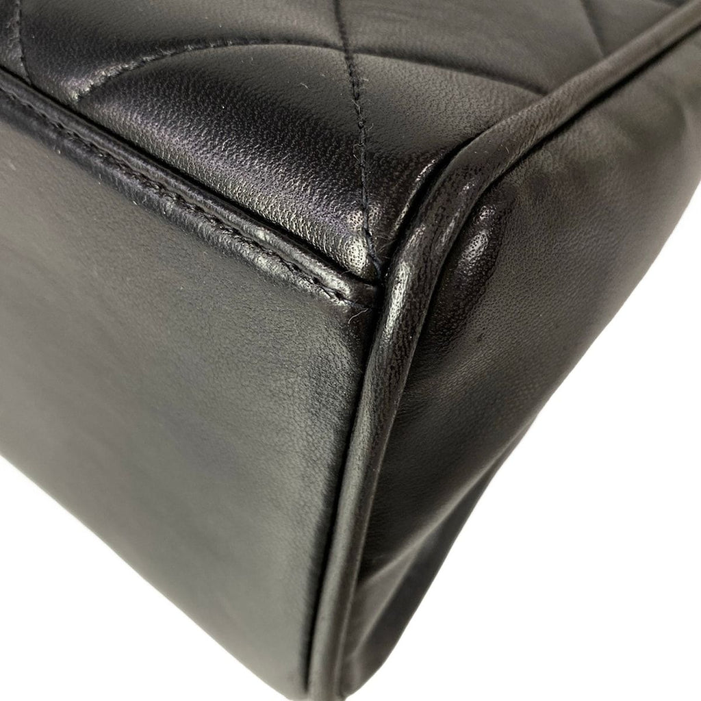 Chanel Handbag Trapezoid Bag Quilted Black Gold Flap Bag Chain Handle Lambskin — view 9