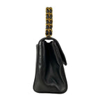 Chanel Handbag Trapezoid Bag Quilted Black Gold Flap Bag Chain Handle Lambskin — view 2